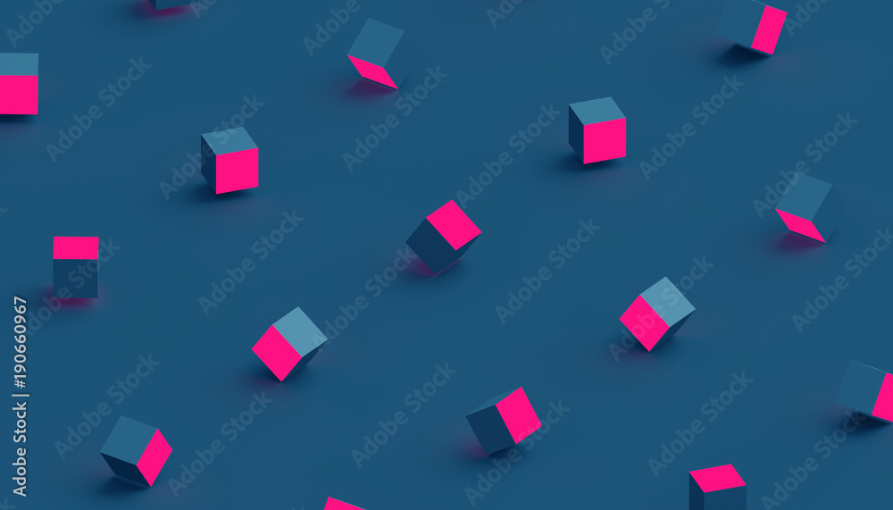 Poster abstract 3d rendering of geometric shapes. computer generated minimalistic background with cubes. mo