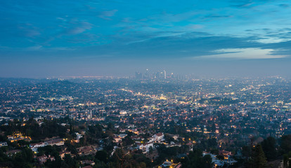 Fototapeta premium Hollywood et Los Angeles la nuit