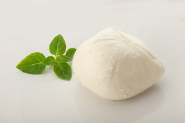 Ball of mozzarella with basil