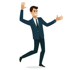 Set of Businessman happy character design. Vector illustration.