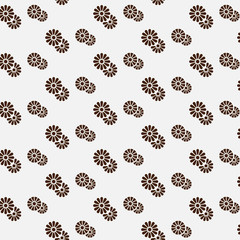 Seamless texture, brown flowers on a white background. Vector image of flowers.