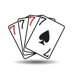 Four sevens playing cards vector illustration