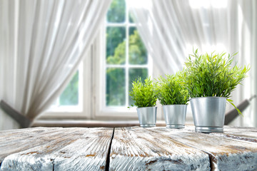 spring time and desk with window 