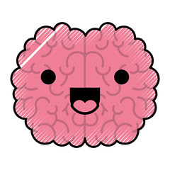  brain science cartoon character fun comic mind intelligence mental design creative think vector illustration
