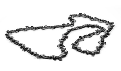 Saw chain on the white background.