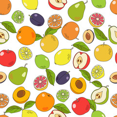 Fruits seamless pattern - cute colorful vector illustration template with different types of fruits 