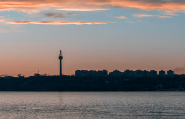 Urban landscape on sunset