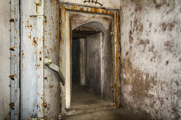 Fototapeta na wymiar underground tunnels and metal doors
