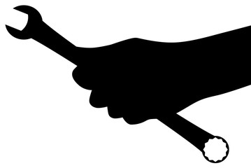 Wrench in hand black icon vector eps 10