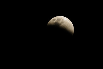 Lunar eclipse, beautiful moon in dark night, Thailand.