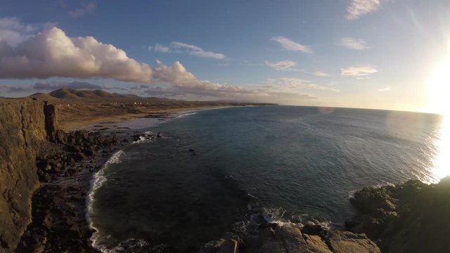 Timelapse on the coast in El Cotillo Fuerteventura Spain 