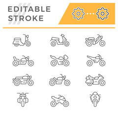 Set line icons of motorcycles