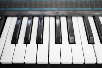 White and black keys of the piano synthesizer