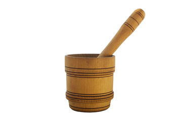 Wooden pounder isolated on white background.