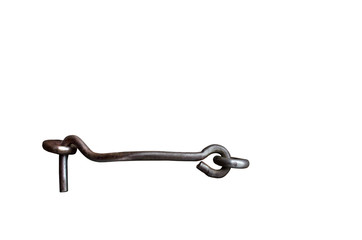 Metal door clasp isolated on white background.