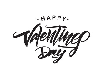 Hand drawn modern brush type lettering of Happy Valentines Day isolated on white background.
