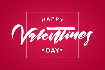 Greeting card with lettering composition of Happy Valentine's Day on red background