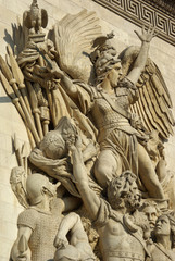 Fototapeta na wymiar Sculpture de l'arc de triomphe de l'Etoile de Paris, France