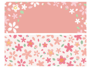 手書き風の桜の花　バナー素材セット