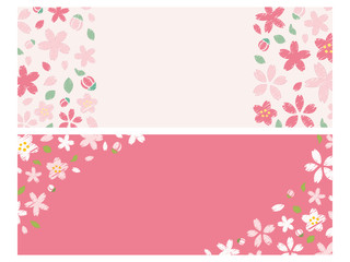 手書き風の桜の花　バナー素材セット