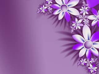  Fractal image, beautiful template for inserting text,  in color  purple.Background with flower... Floral template with place for text. .. Graphic design for business cards and like.....