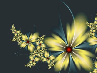 Floral original template with place for text...Fractal flower, template for inserting text...Beautiful background for creating business cards, ..and the like. In color  black and yellow...
