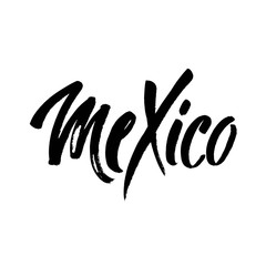 Mexico city, Mexico hand-lettering calligraphy. Mexico hand drawn vector stock illustration. Modern brush ink.