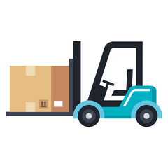 forklift vehicle with box vector illustration design
