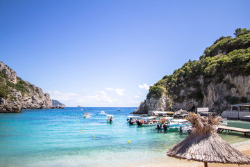 Beach in Paleokastritsa in Corfu island, Greece