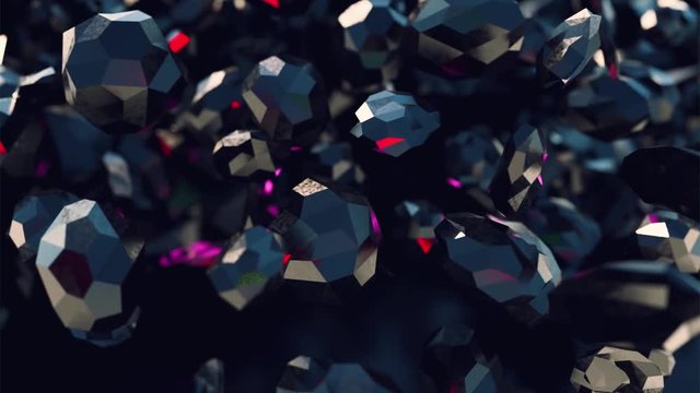 Abstract low poly scifi background with glass and crystals in ruby and gemstone design