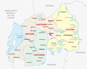 rwanda administrative and political vector map