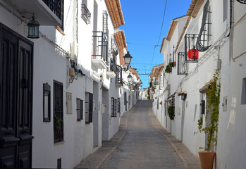 Fototapeta na wymiar The old center of Altea in Spain. The town of Altea is built on a hill with winding streets and whitewashed houses.
