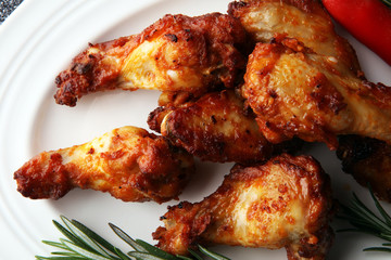 crispy barbecue chicken wings bbq on grey background