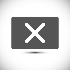 Obraz premium Close rectangle flat icon delete remove vector sign illustration