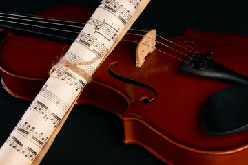 Violin and music notes.