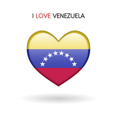 Love Venezuela symbol. Flag Heart Glossy icon on a white background
