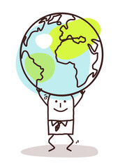 Cartoon Man Carrying the Earth on his Head