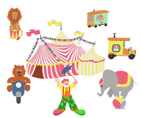animal circus,magic show,lion and elephant and bear