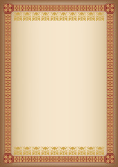 Ornate rectangular framework. A4 proportions. Book cover decoration, icon case, template for certificate, diploma.