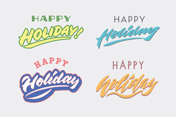 "happy holiday" vintage hand lettering typography illustration greeting card