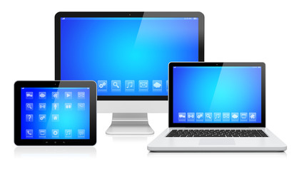 Electronic devices on a white