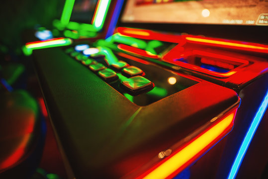 Gambling machine at casino club. Shallow depth of field.