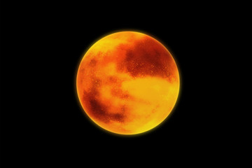 Abstract planet on black background. Digital illustration.