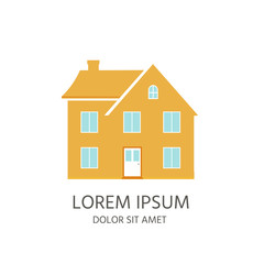 Modern icon with cozy home, house, cottage. Smart building with pastel color.  Flat design urban landscape