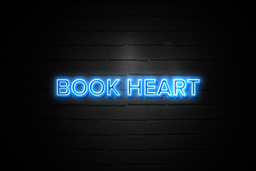 Book Heart neon Sign on brickwall