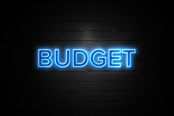 Budget neon Sign on brickwall