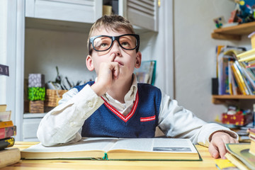 A schoolboy with books