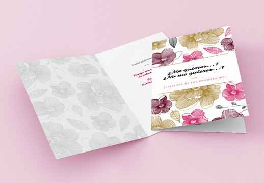Dise&ntilde;o de tarjeta para San Valent&iacute;n con flores