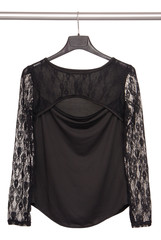 black guipure blouse, isolated blouse on white background, © ludmilafoto