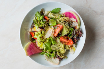 Fresh Homemade Radish Salad with Tomatoes and Balsamic Vinegar